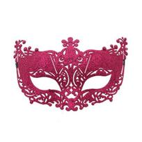 Pusė veido maskarado kaukė moterims, tuščiavidurė, išraižyta, blizganti, vakarėlio kaukė, lengva, patogi, su elastine juostele, Helovino kostiumo aksesuaras rožinė raudona spalva
