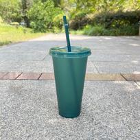 Gėrimo puodelis su šiaudeliu Puodeliai su dangteliu Plastikinis gertuvas Matinis Kavos butelis Puodelis Maistinis PP plastikas Su šiaudeliu A6