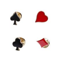 Pack of 4 Poker Card Lapel Pins Collar Pins Fashion Accessories Suit Brooch Dress Brooch Set for Shirts Scarves Revers