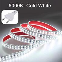 30M-0.5M 2835 LED juosta AC 220V su ES kištuku IP68 atspari vandeniui 3000K/4000K/6000K 12MM lanksti pjaustoma minkšta juosta 240 LED/M 0.5m šalta balta spalva