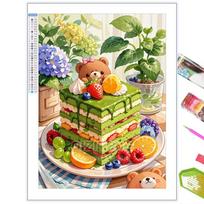 5D Diy Diamond Painting Ice Cream and Cake The Full Round Mosaic Embroidery Cross Stitch Kawaii Home Decoration Round 20x30cm beige