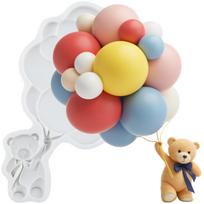 Bear Silicone Molds Bear Balloon Teddy Bear Fondant Mold Cake Decorating Tools Cupcake Topper Chocolate Candy Craft Gum Paste Polymer Clay pilka spalva