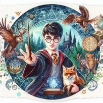Animacinis Haris Poteris su pelėda pilis 5D pilna deimantinė mozaika tapyba Hogvartso paslaptis Būrimų pasaulis Kryželiu siuvinėjimas Namų dekoras Round 20x20cm