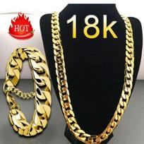 Paauksuotas 18K auksinis karoliai 18K paauksuotas apyrankė Stilingi paauksuoti vyriški karoliai Bracelet