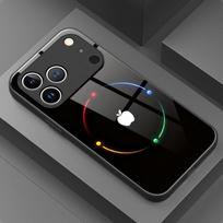 Spalvotas aureolės raštas su Apple logotipu Grūdinto stiklo telefono dėklas iPhone 17 16 15 14 13 12 11 Pro Max 17 Air 7 8 Plus XR XS X iPhone 7 Plus