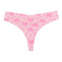 TERMEZY Women's Sexy Seamless Thong Low-rise Heart Print Panties Yoga Breathable Body-hugging Briefs S