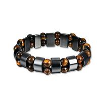 Hot selling men's tiger eye stone bracelet men's bracelet fashion bead black stone elastic bracelet raudona