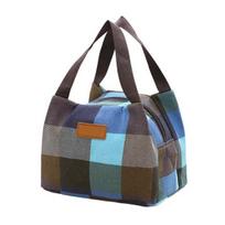 Colorful Plaid Lunch Bag Waterproof Lunch Tote Reusable Lunch Box Carrier for Women Men Picnic Work Hiking
