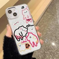 Applicable to iPhone17ProMax line lazy cat soft case mobile phone case Apple 15 metal button 16/14 Apple 11 skaidri