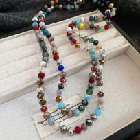 Bohemia Glass Beads Necklace Rainbow Chokers Necklace Strand Sweater Chain  For Women Female