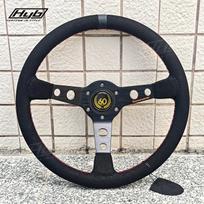 JDM 60th Anniversary Racing Sports Steering Wheel Deep Dish Drift Steering Wheel Suede gray