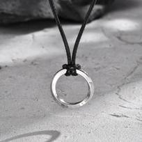 Vicking Round Mobius Necklace for Men,Stainless Steel Pendant with Black Wax Rope,Classic Jewelry Gift to Husband Father Son 60-65cm