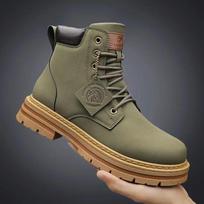 Aukšti vyriški batai Madingi motociklininko ankle boots vyrams Nauji Karšti Žali Vyriški žygio batai Žieminiai su raišteliais Vyriški batai Botas Hombre 39