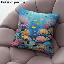 Tropical Undersea Coral Reef Throw Pillow Covers Pattern Cushion Cover Suitable For Sofa Bedroom Car Pillow Cover 40x40cm