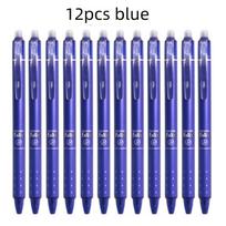 12pcs Press Type Erasable Gel Pens 0.5mm Black/Blue Ink Bullet Washable Handle Magic Refills Rod Super Capacity Ink Writing (as the picture,Other)