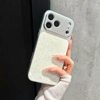Fahsion Glitter Woman PC Phone Case For IPhone 16 15 14 Pro Max Transform 17 Pro Max Diamond Large Lens Window Shockproof Cover iPhone 15 Pro Max balta