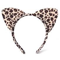 Madinga moteriška pliušinė tigro, leopardo, katės ausų galvos juosta, plaukų juosta, Cosplay vakarėliui, išgalvota brown