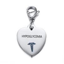 Nerūdijančio plieno širdies formos asmeninis medicininis ID pakabukas raktų pakabukas 1 tipo cukriniu diabetu sergantiems 2 tipo širdies liga, hipertenzija, karoliai / raktų pakabukas vyrams, moterims HYPOGLYCEMIA