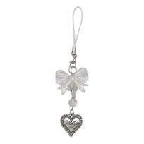 „Bow-Love“ raktų pakabukas „Crystal Y2k“ su karoliukais telefono dirželis, kryžminis pakabukas, telefono grandinėlė, skirta moterims, rožinė 3 white