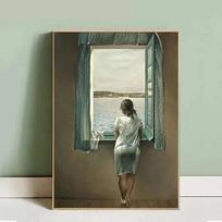 Moteris Salvadoras Dali prie lango drobės paveikslai Plakatai ir spaudiniai Sienų paveikslai, skirti svetainės dekoravimui 21cm×30cm No Frame