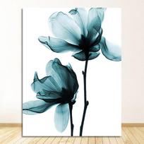 Plakatas Mėlynas Gėlių Sienos Meno Spaudinys Vintažiniam Svetainės Dekoravimui Šiaurietiškas Drobės Paveikslas Gėlės 21cm×30cm NoFrame