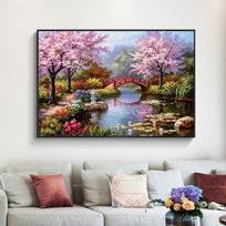 Upės kranto peizažas, drobė 20cm×40cm NoFrame