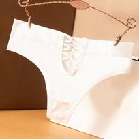 Moteriškos žemoko liemens kelnaitės G-string Vienspalviai apatiniai 132 one size balta