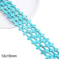 1 sruogos 38 cm mėlynos turkio spalvos akmens grandinėlė žavesio karoliukai grandinėlė „pasidaryk pats“ apyrankės karoliai papuošalai 12x15mm 25pcs 1Str/bag