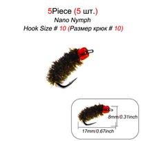 5/10 vnt. Nimph Scud Fly Bug Kirmėlių upėtakių žvejybos musės Dirbtinis vabzdžių žuvies masalas. 5Pcs-Size10