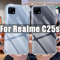 Skaidrus telefono dėklas Realme C25s, TPU, skaidrus dėklas Realme C 25 S 25s C25 6.5  RMX3195, smūgiams atsparūs, apsaugantys nuo įbrėžimų dangteliai For Realme C25s gryna