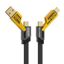 VAORLO 4 viename greito įkrovimo laidas 65 W maksimalus super įkrovimas USB prie C tipo / Lightning tipo C iki C tipo / Lightning suderinamas su Samsung Huawei Xiaomi iphone juoda