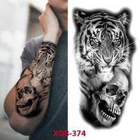1 vnt Laikina vyrų tatuiruotė su netikra rankovėmis tatuiruotės lipdukai Tigro vilko liūto tatuiruotė Rankos kūno menas netikra tatuiruotė vyrams XQB-374