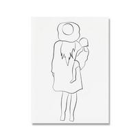 Motinos ir Kūdikio Vaikų Meno Linijos Piešinys Plakatai Abstraktus Minimalistinis Sienų Menas Drobės Spaudas Tapyba Vaikų Darželio Dekoratyviniai Paveikslai 21x30cm No Framed