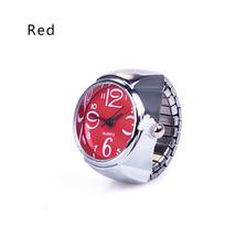Kūrybinis žiedinis laikrodis Unisex moteriškos lyties plieninis apvalus elastingas kvarcinis žiedinis laikrodis 2*0.7cm raudona