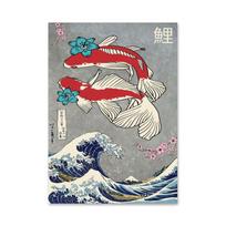 Vintažinis japonų meno drobės paveikslas „Didžioji Kanagavos banga“, plakatas ir atspaudai, sienų dekoras namams 21x30cm No Framed