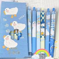 6 vnt / rinkinys Nutrinamas gelio rašiklis vaikams Kawaii Cartoon Rabbit Bear Style Kanceliarinis gelio rašiklis 0,5 mm Mėlynos spalvos trinamas rašomasis rašiklis