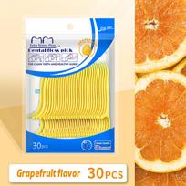 30 vnt. Mėtų dantų siūlų lazdelėlis namuose nešiojamas vienkartinis priežiūros dantų siūlas, burnos priežiūros gilus valymas GrapeFruit(30pcs) white