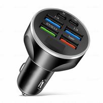 Automobilinis įkroviklis Iš viso 100 W itin greitas įkrovimas 6 viename kelių prievadų įtampos automobilis su transporto priemonės skaitmeniniu ekranu Mobilus automobilinis telefono įkroviklis juoda