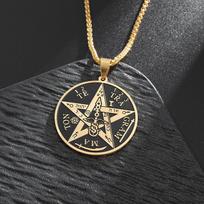 1 vnt. Raganavimo pentagramos vėrinys Nerūdijantis plienas Vyriškas Žydiškas Hebrajų Tetragramatonas Saliamono pakabukas Amuletas Papuošalai