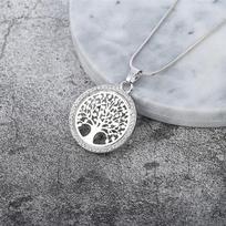 Karštas gyvybės medis, apvalus mažas pakabukas, karoliai aukso sidabro spalvos „Bijoux Collier“ elegantiškos moteriškos papuošalų dovanos sidabras