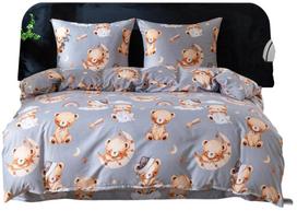 Patalynės užvalkalų komplektas Teddy Bears PEB-1055, pilka sp./rusva sp., 70 x 80 cm, 160 x 200 cm