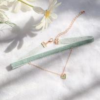 1 PC Velvet Heart Choker Karoliai Sluoksnis Širdelės Pakabukai Senoviniai Moteriški Papuošalai Trumpos grandinėlės karoliai Persiko rožinė 30cm ilgio žalia
