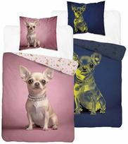 Vaikiškas patalynės užvalkalų komplektas Glow In The Dark Chihuahua PPE-166, rožinė sp./rusva sp., 160 x 200 cm