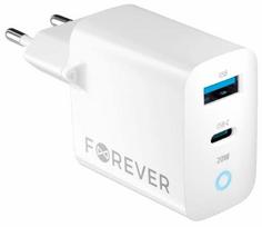 Telefono įkroviklis Forever TC-06-20AC, USB Type C/USB Type A, balta sp., 20 W
