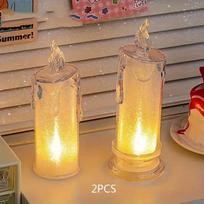 2/4 vnt. LED žvakių rinkinys be liepsnos - mirksintis, maitinamas baterijomis, idealus šeimos susibūrimams, vestuvėms, gimtadieniams, Valentino dienai ir Helovino dekoravimui 2PCS