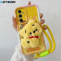 KEYSION Mielas 3D animacinis pliušinis dėklas Samsung A16 4G 5G su virvele Minkštas silikoninis smūgiams atsparus telefono dėklas Galaxy S23 FE 5G for Samsung A16