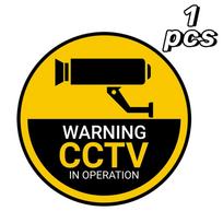 1pcs/2pcs 2d Flat Wood Sign Warning CCTV in Operation , Active Camera Sign - 20cm, 24 Hours Security Warning Signs (Circle), Tin Warning Sign 20cm*20cm yellow