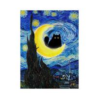 Juokingas menas Matisse'as Monetas Juoda katė Van Goghas Saulėgrąžos Drobė Tapyba Plakatai ir spaudiniai Sienų paveikslai svetainės dekorui 20x30cm žalia