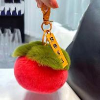 Tikri triušio plaukai Mini Mieli Lucky Persimmon Raktų pakabukai Moterims Pliušinis Reksas Triušio Kailio Automobilio Raktų Pakabukas Krepšelis Dekoratyvinis Pakabukas Dovana as the picture