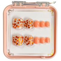 Eye Catching French Tips Press on Toenails Short Square Toe Nail Stick on Colorful False Toe Nails for Women and Girls F